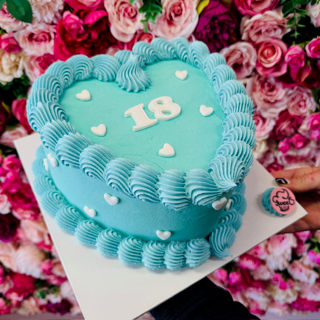 Heart Covered Buttercream Cake