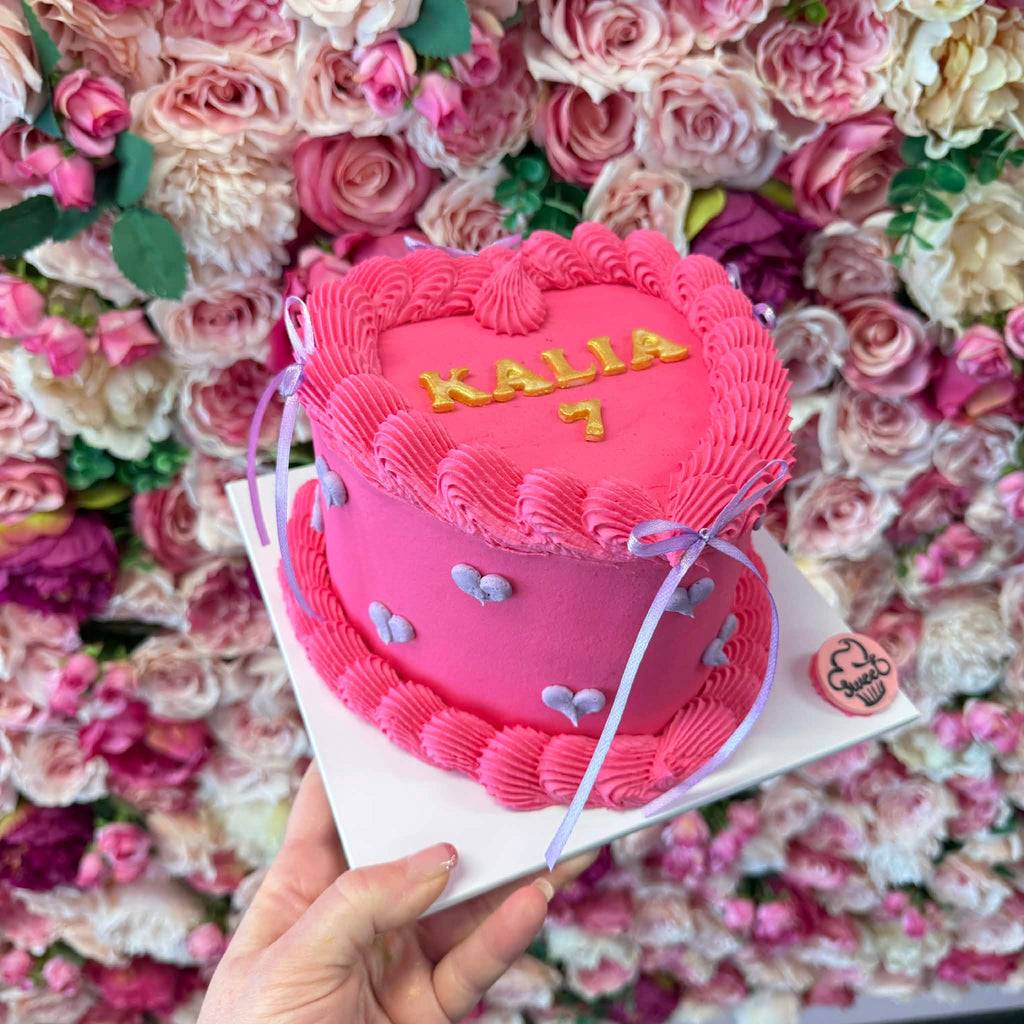 Heart Covered Buttercream Cake